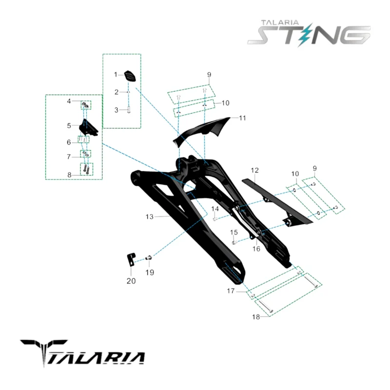 Fiche technique TALARIA Sting n° 14 Support guide chaine TALARIA